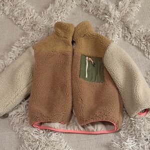 Zara Kids Brown and Cream Sherpa Jacket